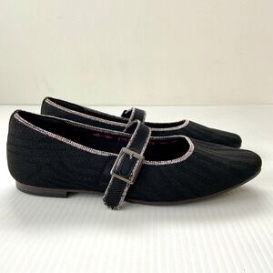 Skechers Cleo Snip Glamorous Mary Jane Flats Black Metallic Silver‎ Womens 7.5